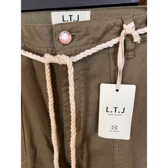 L.T.J. Letter To Juliet Women's Crop Zip Ankle Utility Joggers in Moss Sz L NWT - Picture 4 of 13